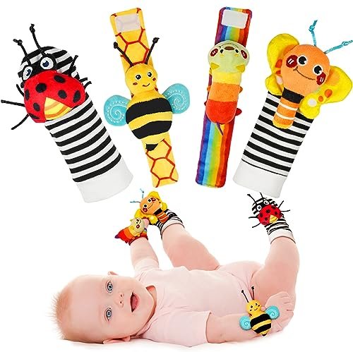 4 Pack Click to see full view Alexa AI Ask Alexa  What age range is this for?   Can it be machine washed?  SponsoredWhy choose Infinno rattles?   Does it come in different patterns?   Why you might like this   Ask something else Wrist Rattles and Foot Fin