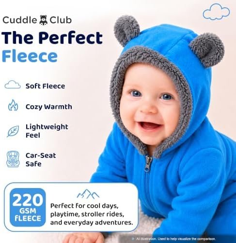 Cuddle Club Fleece Baby Bunting Bodysuit Hoodie, Newborn - 5T